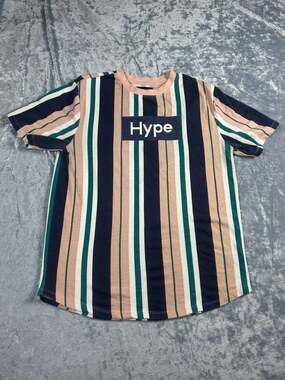 Carbon Hype Graphic Striped T-Shirt Men's Size Small Multi-Color